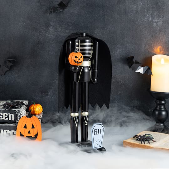 Glitzhome® 14.5" Halloween Wood Headless Horseman with Ornament Nutcracker